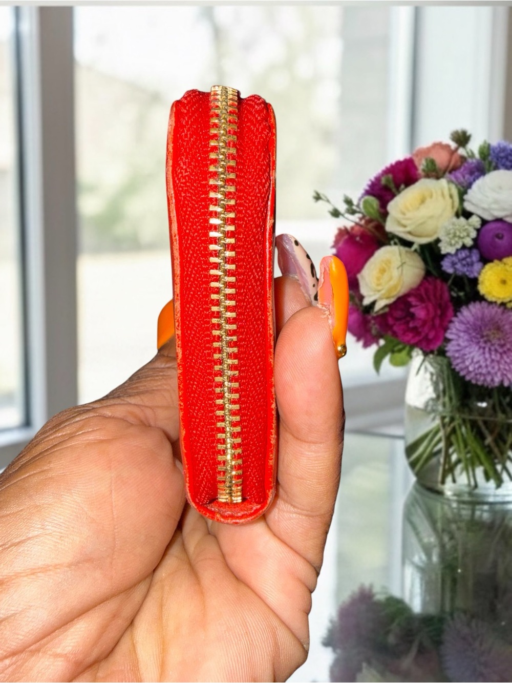 Tory Burch Red Leather Small Zip Around Wallet - Picture 6 of 8
